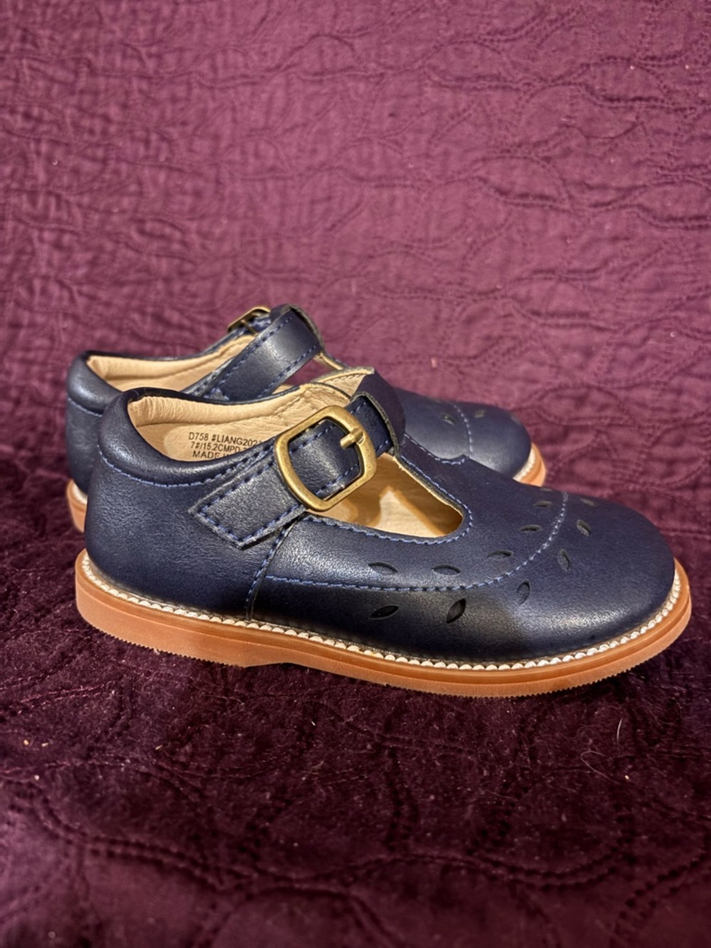 Kids Navy T-Strap Mary Jane Shoes - Picture 7 of 7